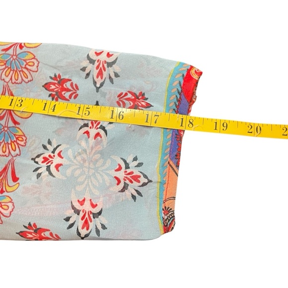 Fig & Flower Red Blue Sheer Popover Tunic Overlay Large Bohemian Lightweight - Picture 9 of 10